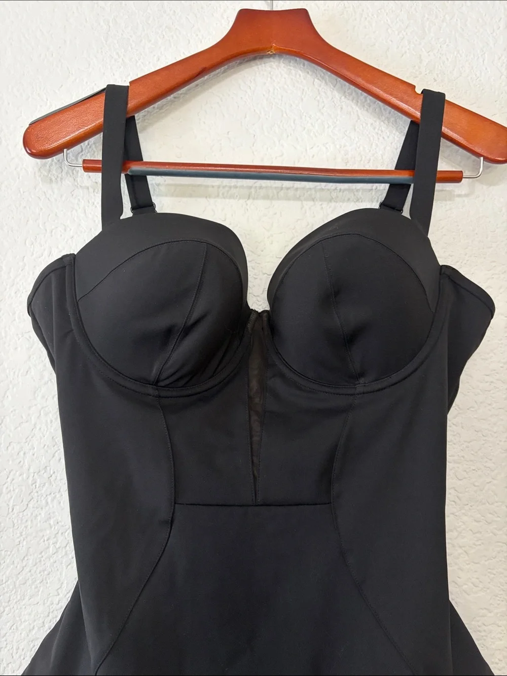 Ta3 Bombshell Black Slimming Lace Up Corset One Piece Swimsuit